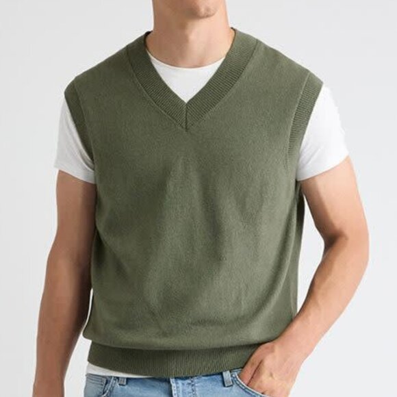 RW&CO. Men's V-Neck Olive Sweater Vest XL - Picture 15 of 16